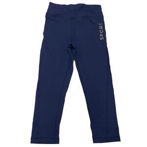 Tommy Hilfiger Sport Leggings Womens Small Navy Blue Gold Crop Workout Athletic